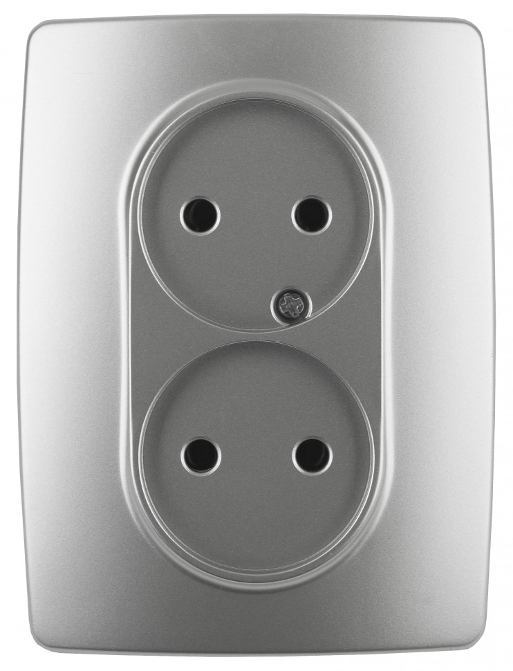 12-2107-03 ЭРА Розетка 2X2P, 16A-250В, IP20, Эра12, алюминий
