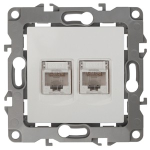 12-3108-01 ЭРА Розетка информационная двойная 2XRJ45, IP20, Эра12, белый