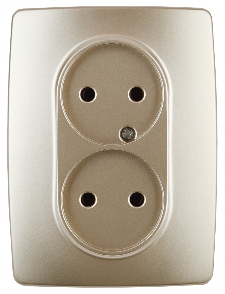 12-2107-04 ЭРА Розетка 2X2P, 16A-250В, IP20, Эра12, шампань