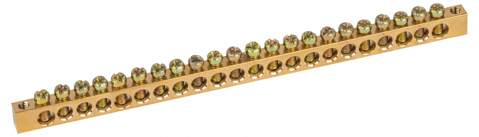 Шина ЭРА NO-122-10 PEN земля-ноль 6х9мм 22/2 латунная с креплениями по краям