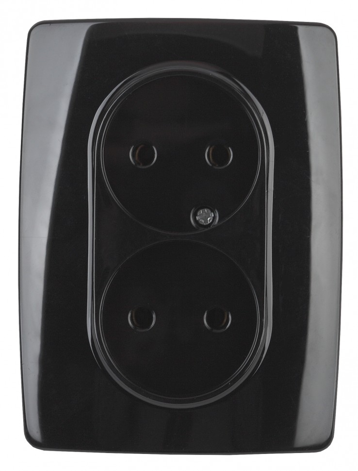 12-2107-06 ЭРА Розетка 2X2P, 16A-250В, IP20, Эра12, чёрный