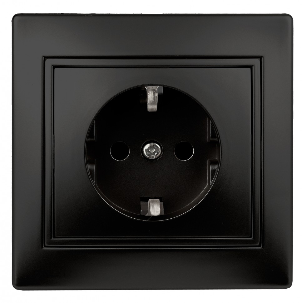 1-206-05 Intro Розетка 2P+E Schuko со шторками, 16А-250В, IP20, СУ, Plano, антрацит