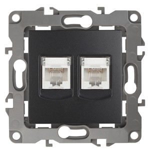 12-3108-05 ЭРА Розетка информационная двойная 2XRJ45, IP20, Эра12, антрацит