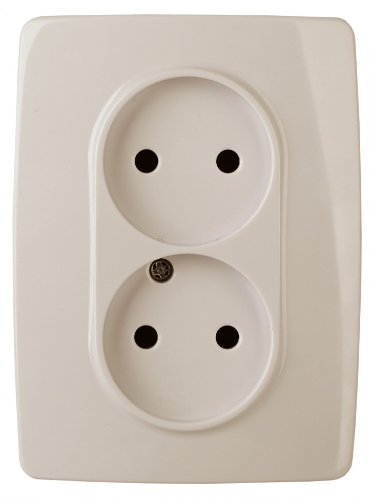 12-2107-02 ЭРА Розетка 2X2P, 16A-250В, IP20, Эра12, слоновая кость