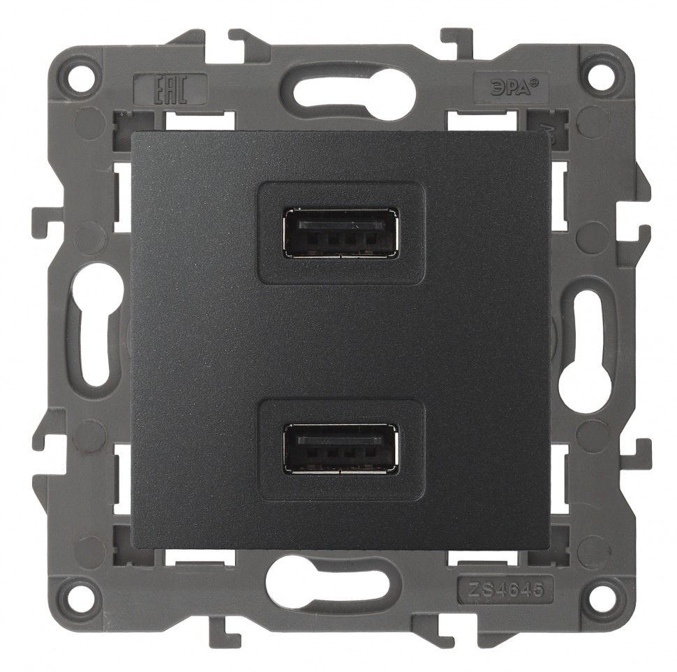 14-4110-05 ЭРА Устройство зарядное USB, 230В/5В-2100мА, IP20, Эра Elegance, антрацит