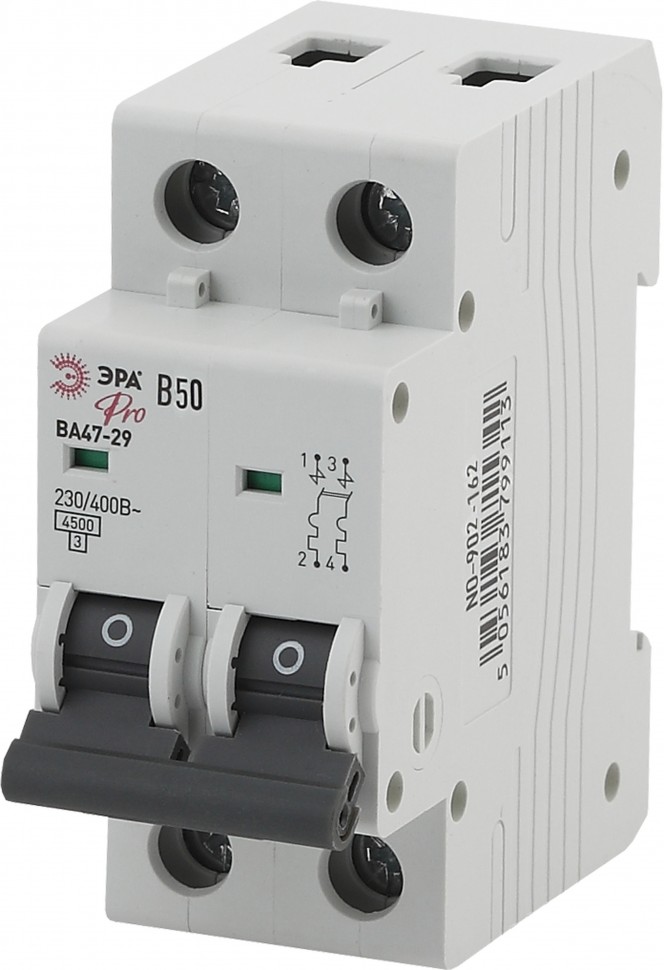 Автоматический выключатель ЭРА PRO NO-902-162 ВА47-29 2P 50А кривая B 4,5кА