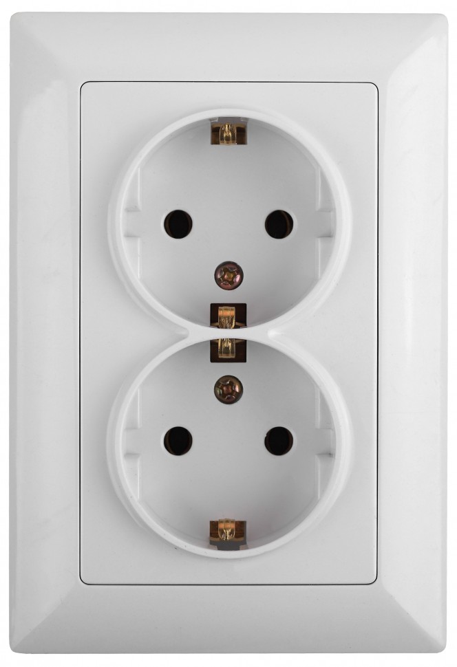 4-205-01 Intro Розетка 2X2P+E Schuko, 16А-250В, СУ, Solo, белый