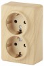 11-2206-11 ЭРА Розетка 2х2P+E Schuko со шторками, 16A-250В, IP20, ОУ, Эра Эксперт, сосна