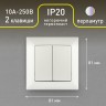 Выключатель Intro Solo 4-104-06 двухклавишный 10А-250В, IP20, СУ, перламутр