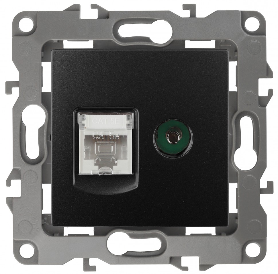 12-3110-05 ЭРА Розетка комбинированная RJ45+TV, IP20, Эра12, антрацит