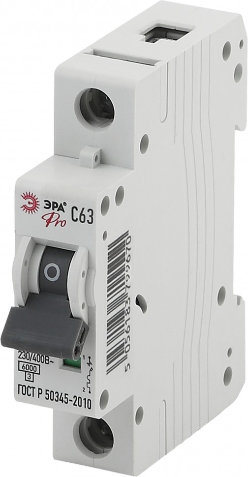 Автоматический выключатель ЭРА PRO NO-902-186 ВА47-63 1P 63А кривая C 6кА