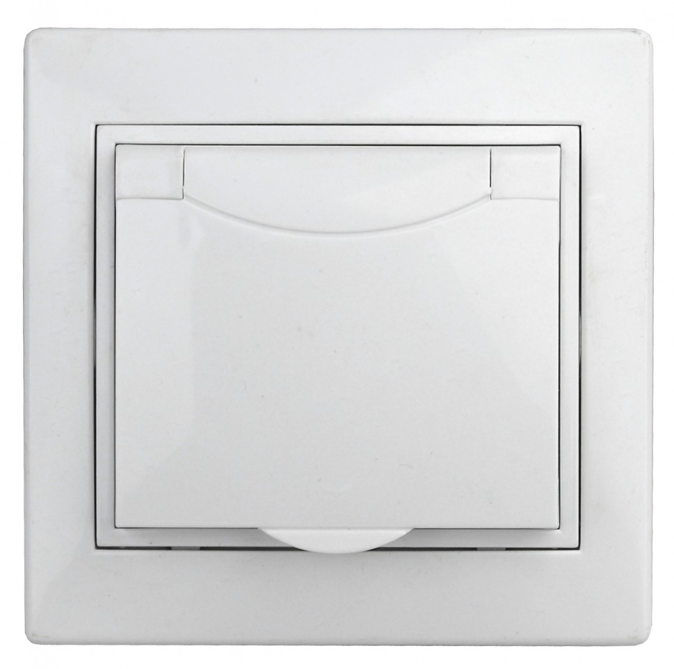 Розетка Intro Plano 1-207-01 с заземлением 2P+E Schuko с крышкой шторками, 16А-250В, IP20, СУ, белый