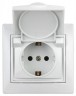 Розетка Intro Plano 1-207-01 с заземлением 2P+E Schuko с крышкой шторками, 16А-250В, IP20, СУ, белый