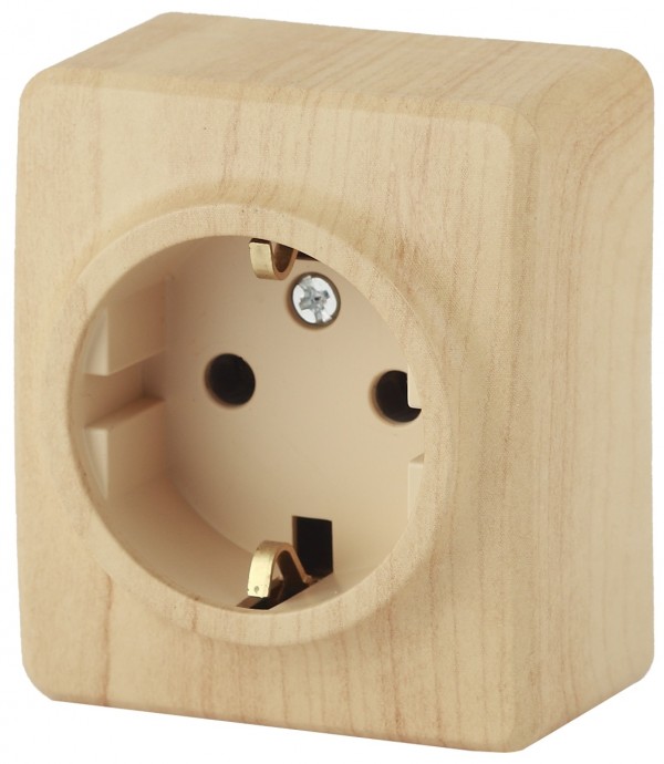 11-2204-11 ЭРА Розетка 2P+E Schuko со шторками, 16A-250В, IP20, ОУ, Эра Эксперт, сосна