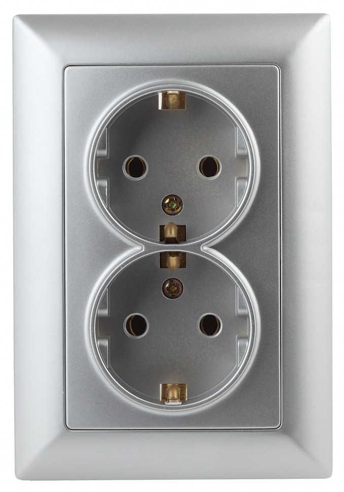 4-205-03 Intro Розетка 2X2P+E Schuko, 16А-250В, СУ, Solo, алюминий