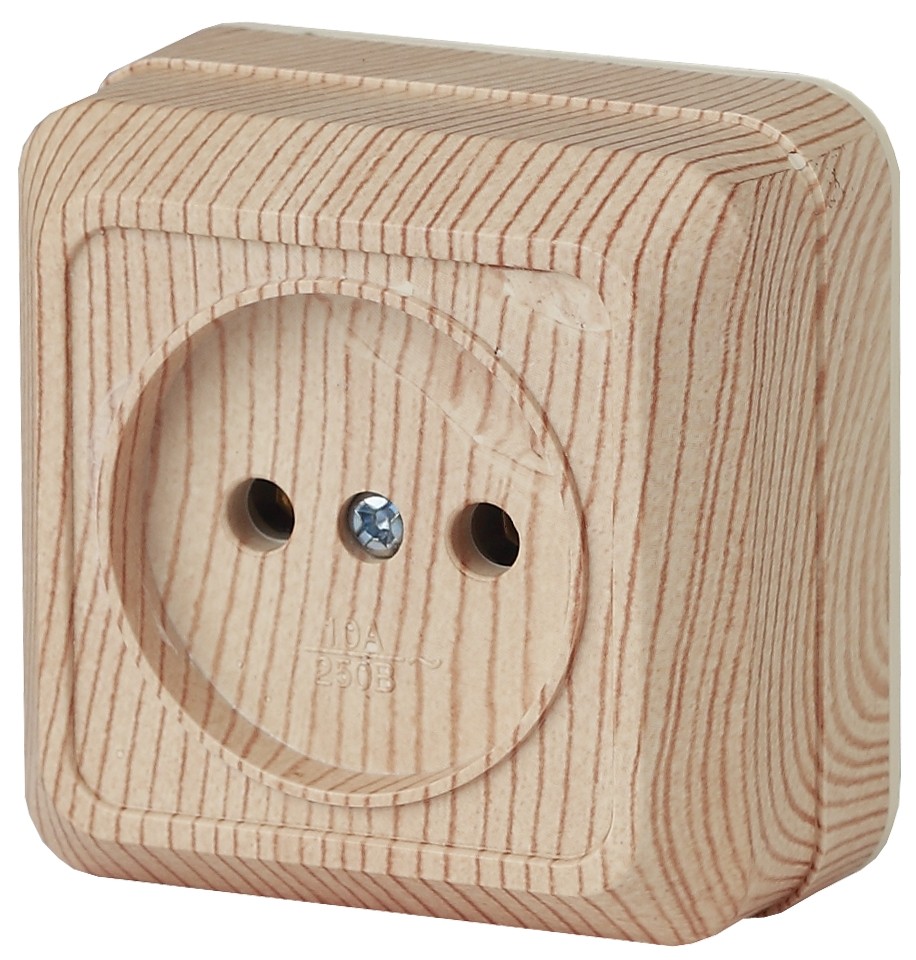 2-201-11 Intro Розетка 2P, 16А-250В, IP20, ОУ, Quadro, сосна