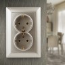 4-205-04 Intro Розетка 2X2P+E Schuko, 16А-250В, СУ, Solo, шампань