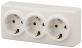 11-2209-02 ЭРА Розетка 3х2P+E Schuko со шторками, 16A-250В, IP20, ОУ, Эра Эксперт, сл.кость