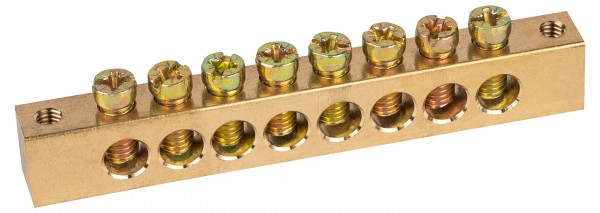 Шина ЭРА NO-122-21 PEN земля-ноль 8х12мм 8/2 латунная крепеж по краям