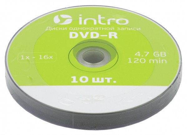 Диск DVD-R Intro 16х 4,7GB Shrink 10