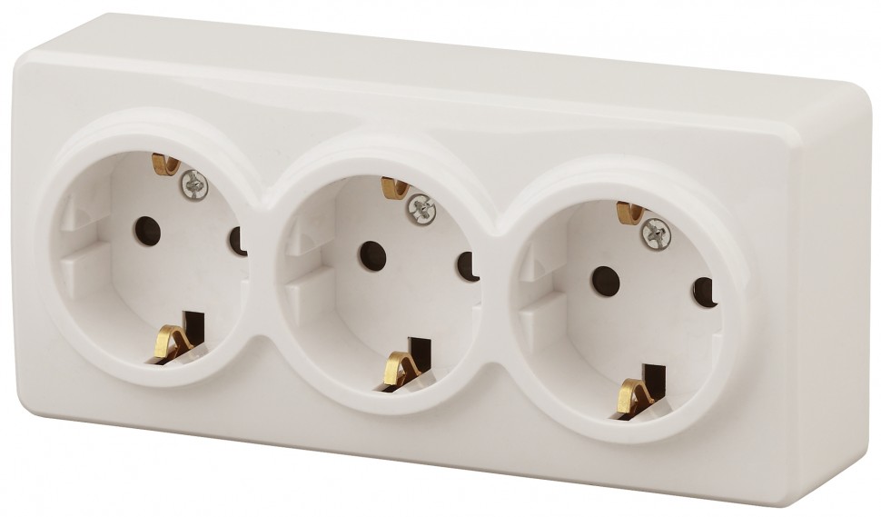 11-2208-02 ЭРА Розетка 3х2P+E Schuko, 16A-250В, IP20, ОУ, Эра Эксперт, сл.кость