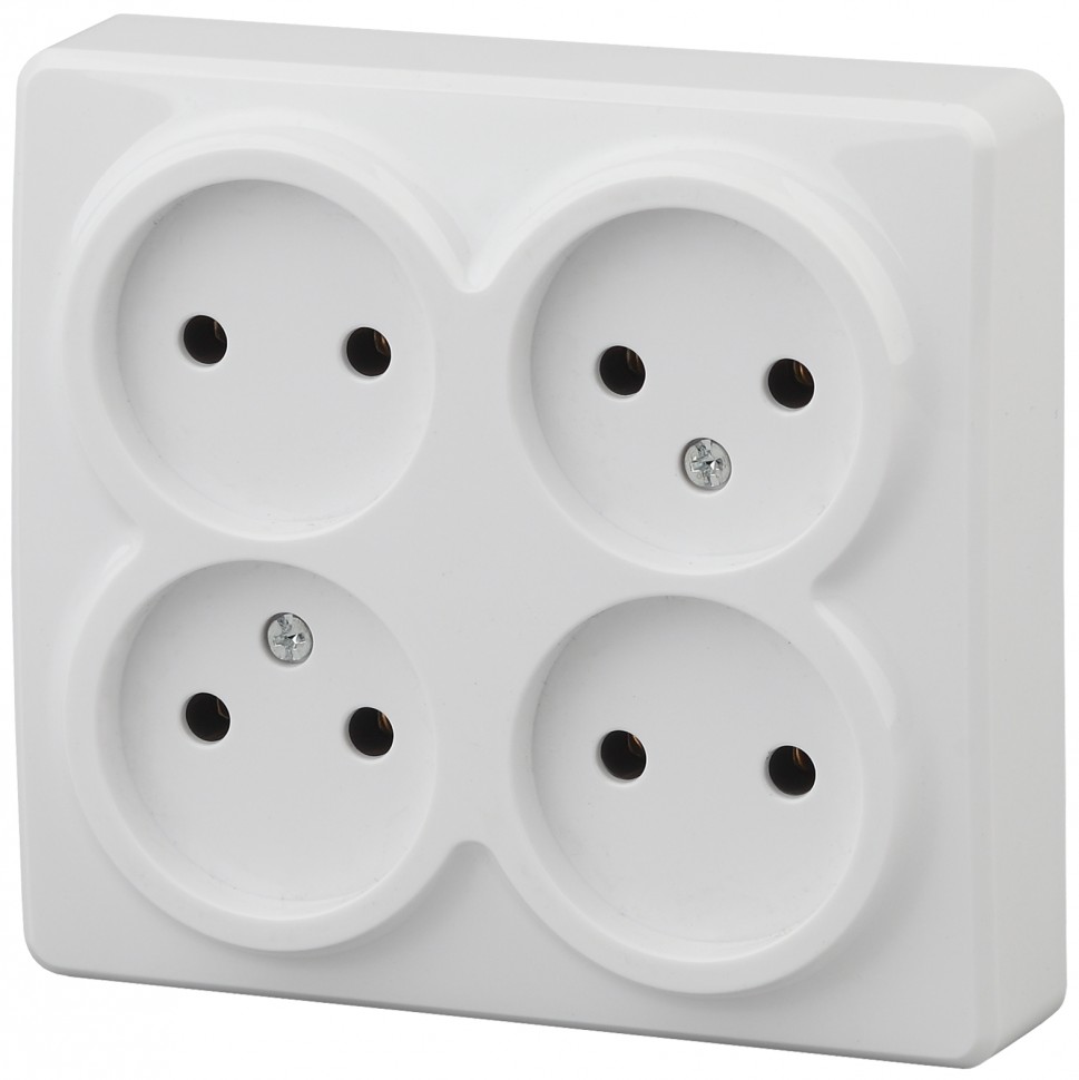 11-2210-01 ЭРА Розетка 4х2P, 16A-250В, IP20, ОУ, Эра Эксперт, белый