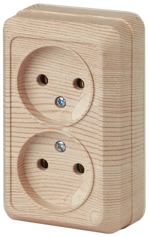 2-203-11 Intro Розетка 2х2P, 16А-250В, IP20, ОУ, Quadro, сосна
