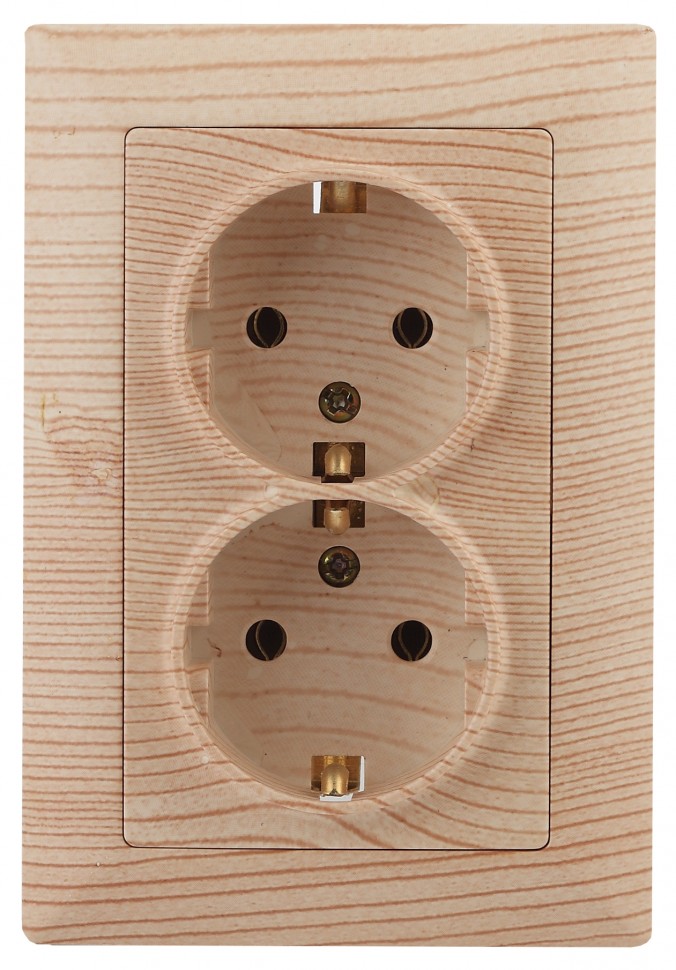 4-205-11 Intro Розетка 2X2P+E Schuko, 16А-250В, СУ, Solo, сосна