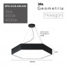 Светильник LED Geometria ЭРА Hexagon SPO-121-B-40K-038 38Вт 4000K 4000Лм IP40 600*80 черный подвесной драйвер внутри