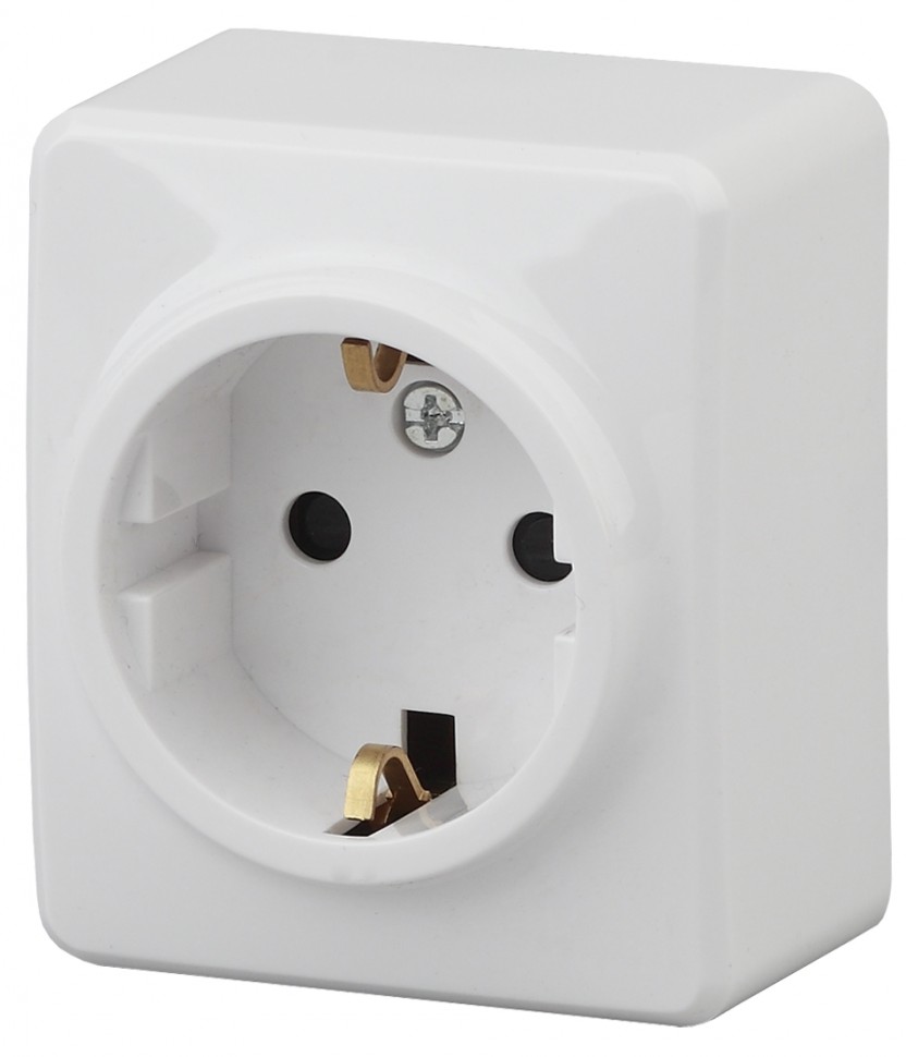 11А-2204-01 ЭРА Розетка 2P+E Schuko со шторками, 16A-250В, ОУ, Эра Эксперт, Al+Cu, белый
