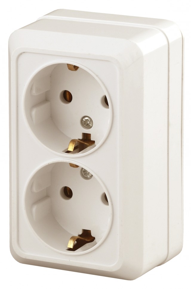 2-204-02 Intro Розетка 2х2P+E Schuko, 16А-250В, IP20, ОУ, Quadro, сл.кость