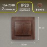 1-104-10 Intro Выключатель двойной, 10А-250В, IP20, СУ, Plano, венге