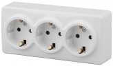 11-2209-01 ЭРА Розетка 3х2P+E Schuko со шторками, 16A-250В, IP20, ОУ, Эра Эксперт, белый