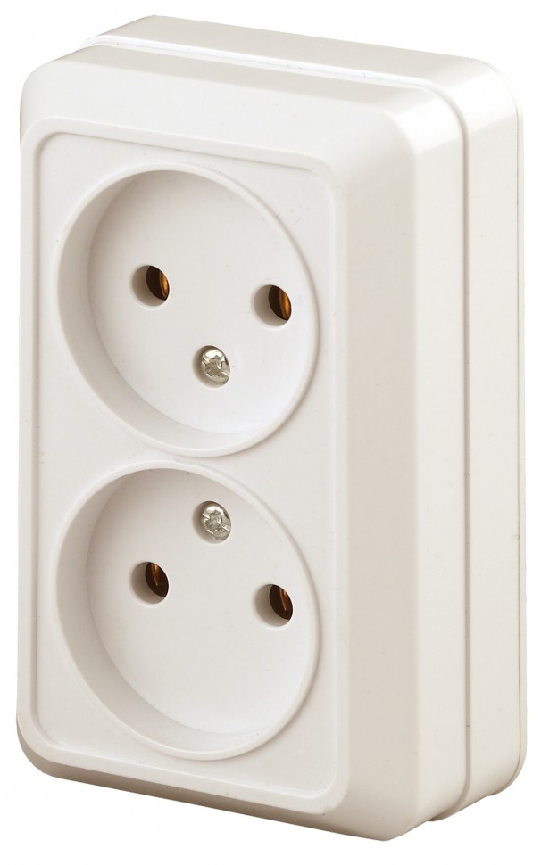 2-203-02 Intro Розетка 2х2P, 16А-250В, IP20, ОУ, Quadro, сл.кость