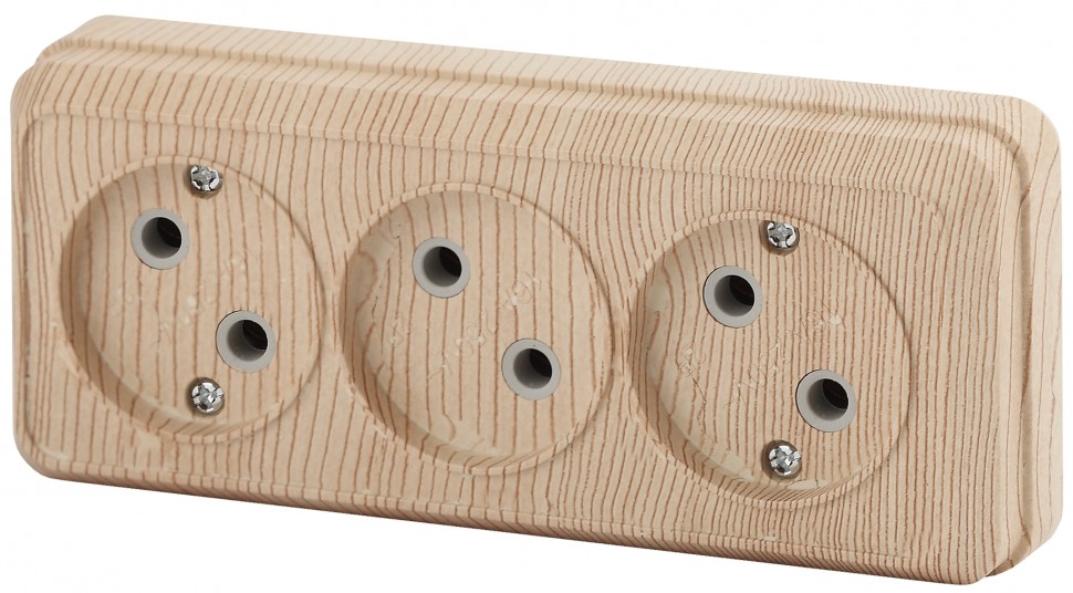 2-205-11 Intro Розетка 3х2P, 16А-250В, IP20, ОУ, Quadro, сосна