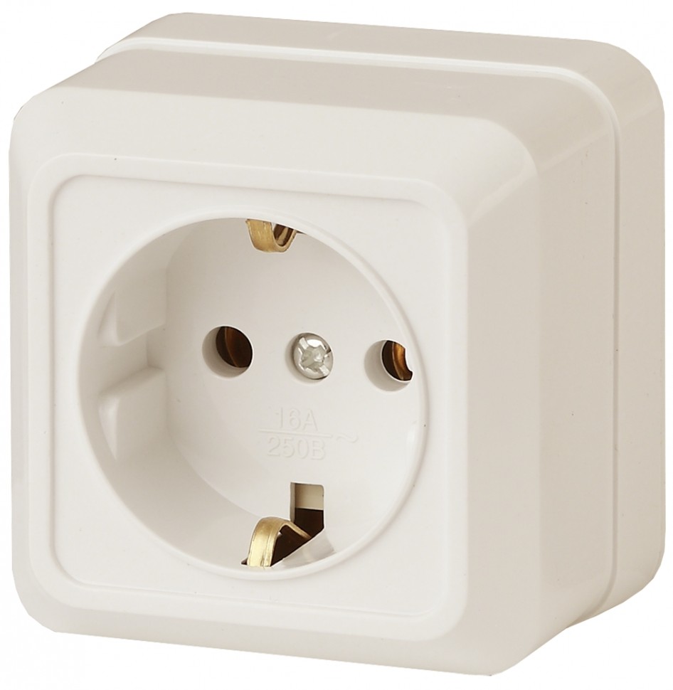 2-202-02 Intro Розетка 2P+E Schuko, 16А-250В, IP20, ОУ, Quadro, сл.кость