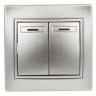 1-105-03 Intro Выключатель двойной с подсветкой, 10А-250В, IP20, СУ, Plano, алюминий