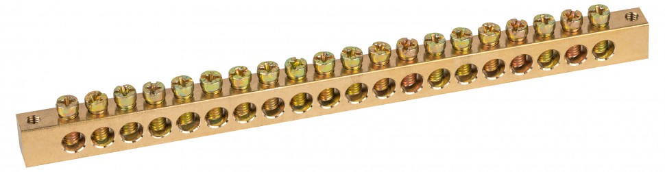 Шина ЭРА NO-122-27 PEN земля-ноль 8х12мм 20/2 латунная крепеж по краям