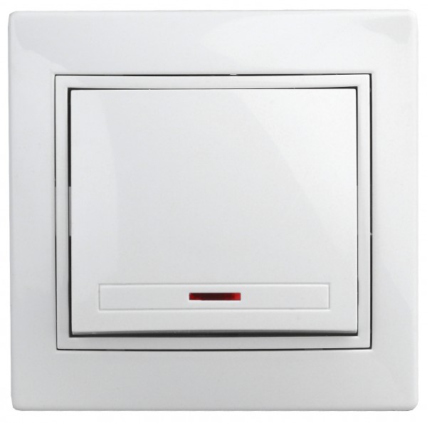 1Э-102-01 Intro Выключатель с подсветкой, 10А-250В, СУ, б.л., Plano, белый