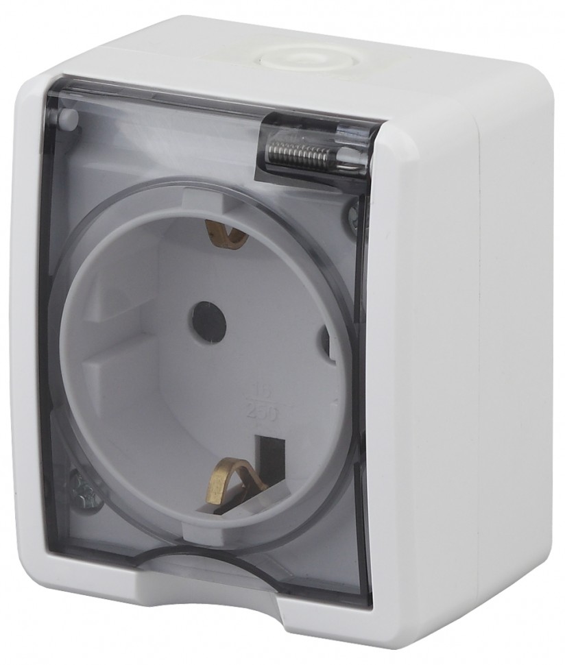 11-2401-01 ЭРА Розетка 2P+E IP54, 16A-250В, ОУ, Эра Эксперт, белый