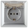 Розетка Intro Solo 4-203-03 с заземлением 2P+E Schuko с крышкой, 16А-250В, IP20, СУ, алюминий