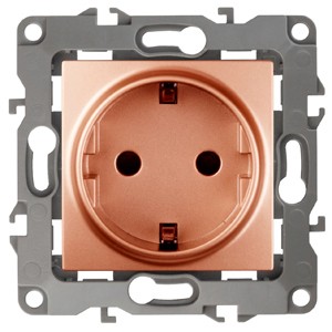 12-2101-14 ЭРА Розетка 2P+E Schuko, 16A-250В, IP20, Эра12, медь