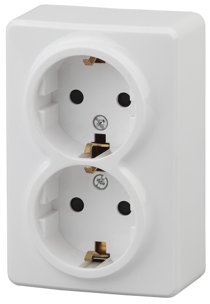 11А-2206-01 ЭРА Розетка 2х2P+E Schuko со шторками, 16A-250В, ОУ, Эра Эксперт, Al+Cu, белый