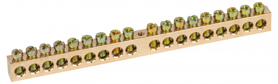 Шина ЭРА NO-122-34 PEN земля-ноль 8х12мм 18/1 латунная крепеж по центру