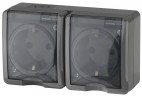 11-2403-03 ЭРА Розетка 2х2P+E IP54, 16A-250В, ОУ, Эра Эксперт, серый