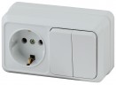 2-702-01 Intro Блок розетка+выкл. двойной гориз. 10А-250В, IP20, ОУ, Quadro, белый