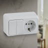 2-702-01 Intro Блок розетка+выкл. двойной гориз. 10А-250В, IP20, ОУ, Quadro, белый
