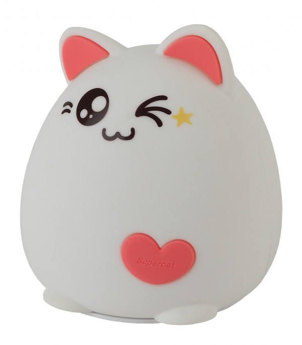 Ночник - светильник светодиодный ЭРА NLED-413-1W-P на батарейках мягкий силиконовый белый с розовым