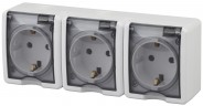 11-2405-01 ЭРА Розетка 3х2P+E IP54, 16A-250В, ОУ, Эра Эксперт, белый