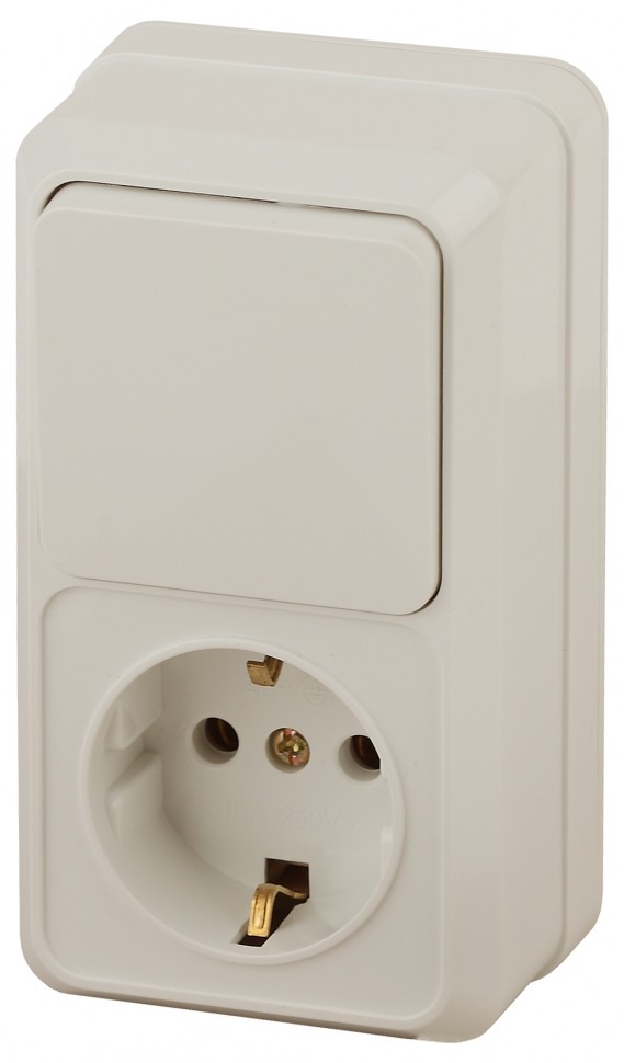 2-705-02 Intro Блок розетка+выкл. верт. 10А-250В, IP20, ОУ, Quadro, сл.кость